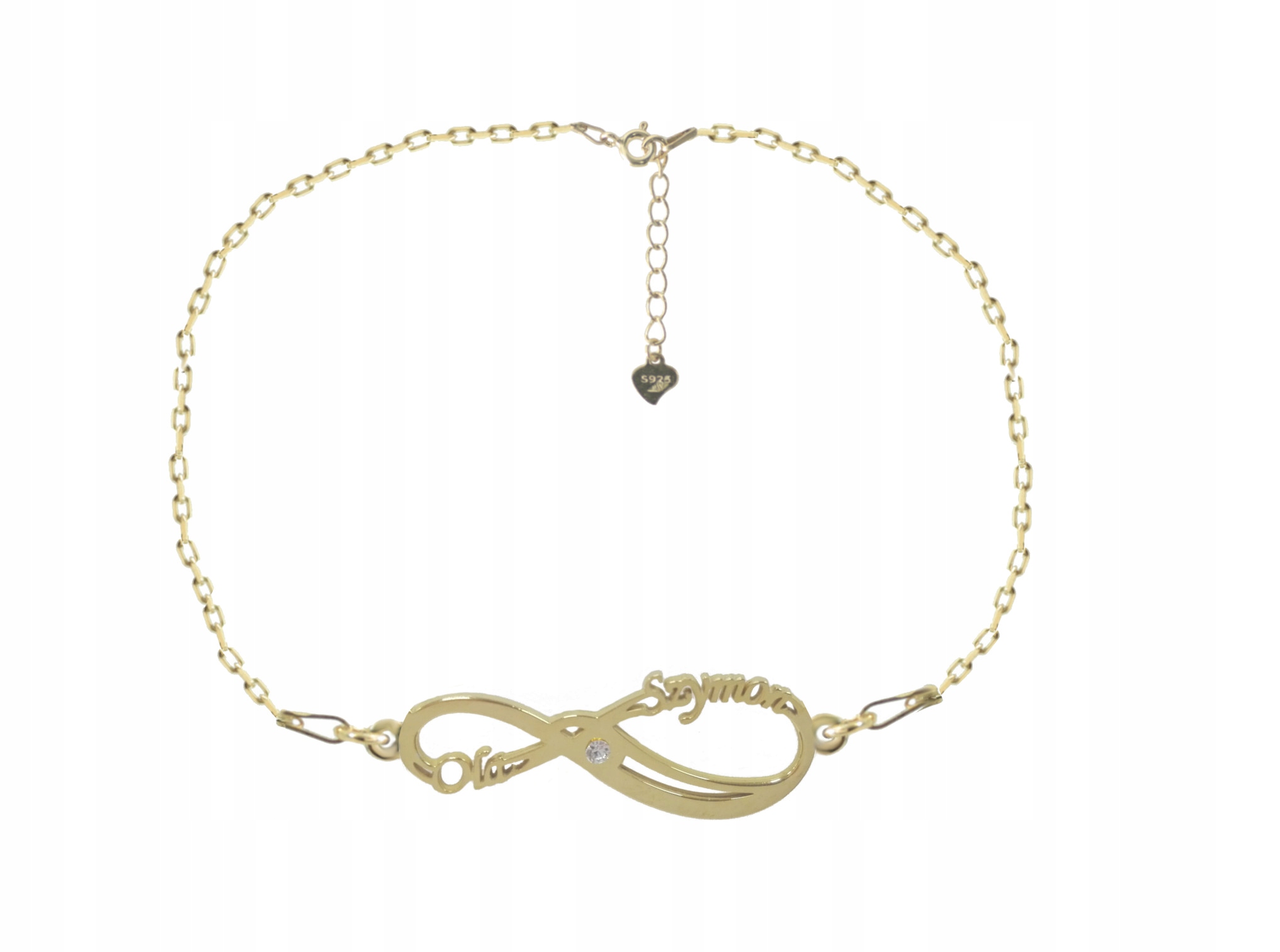 Bransoletka srebrna pozłacana Infinity z imionami Marka Inna marka