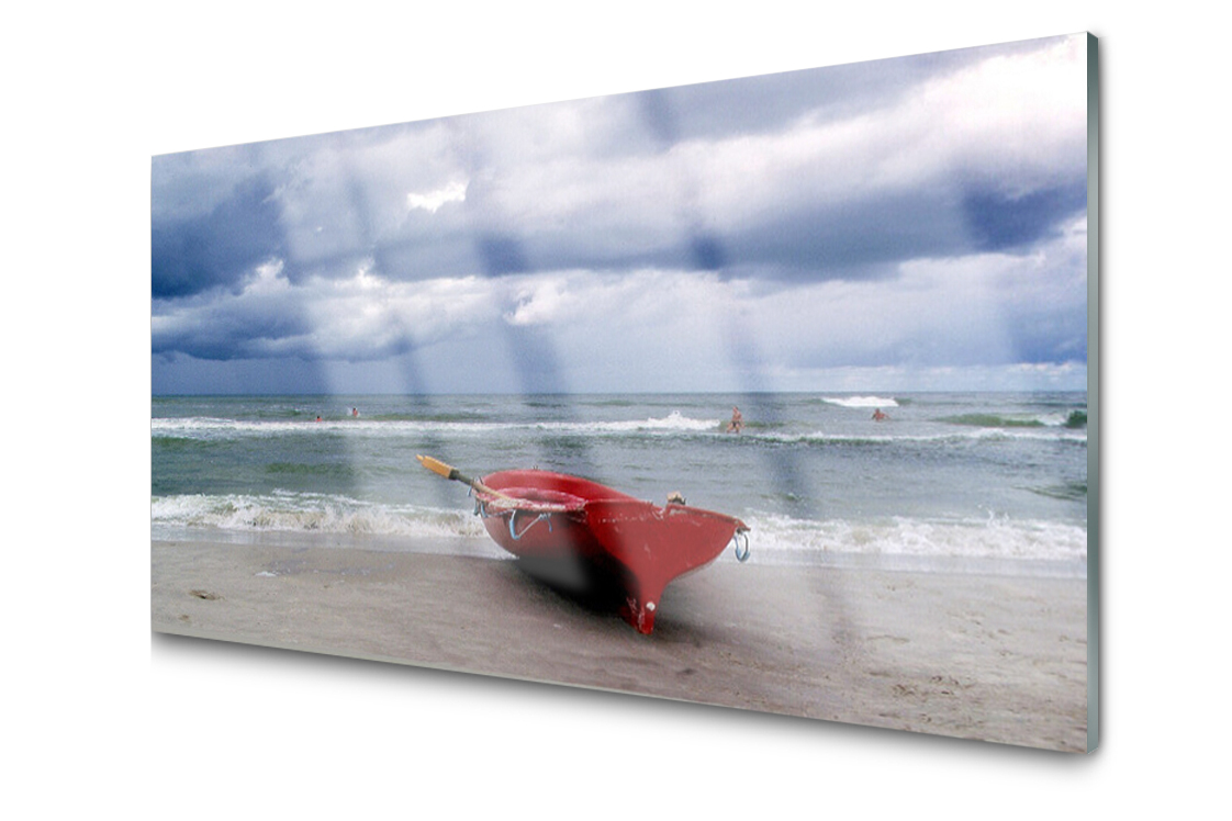 

Panel szklany dekor Łódka Plaża Morze 120x60