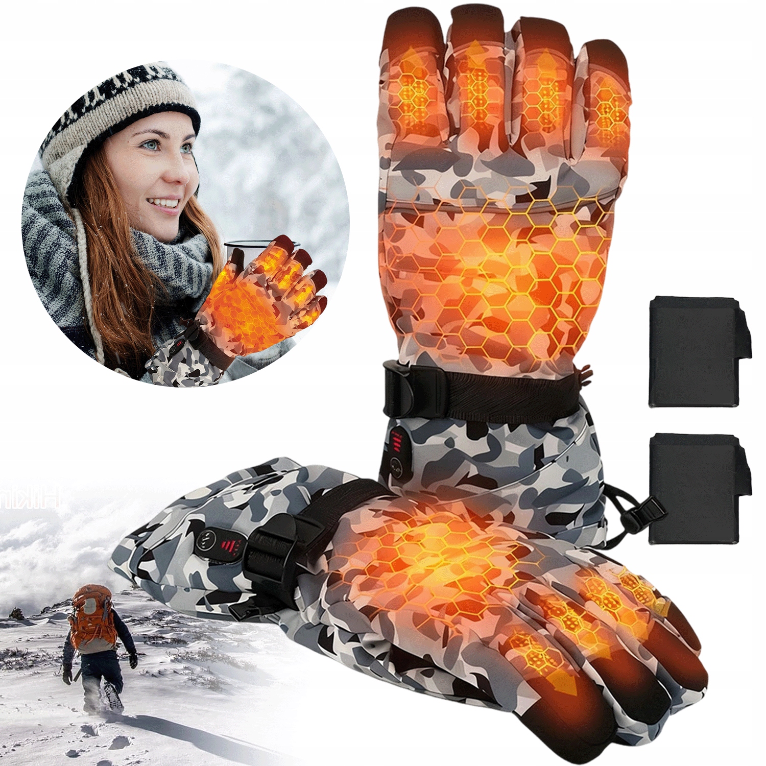 Elektrické Vyhřívací Lyžařské Rukavice +2X Powerbanka