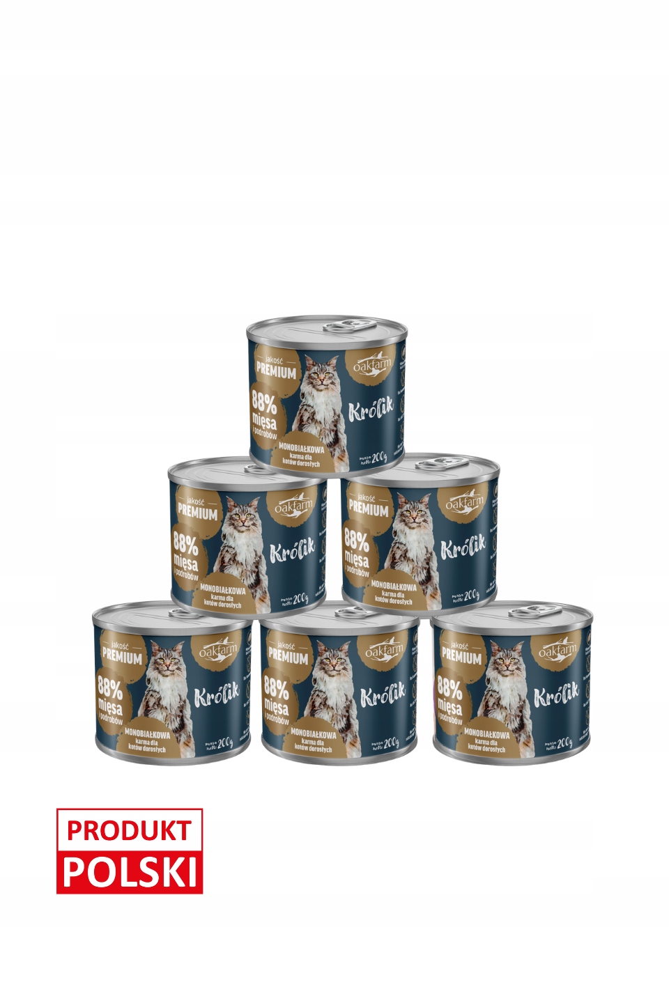 Królik monobiałkowy karma mokra dla kotów dorosłych Oakfarm 6x200g