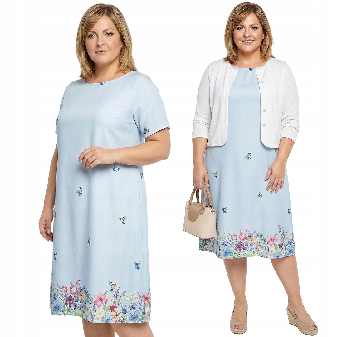 Błękitna sukienka plus size rozmiar 56/58
