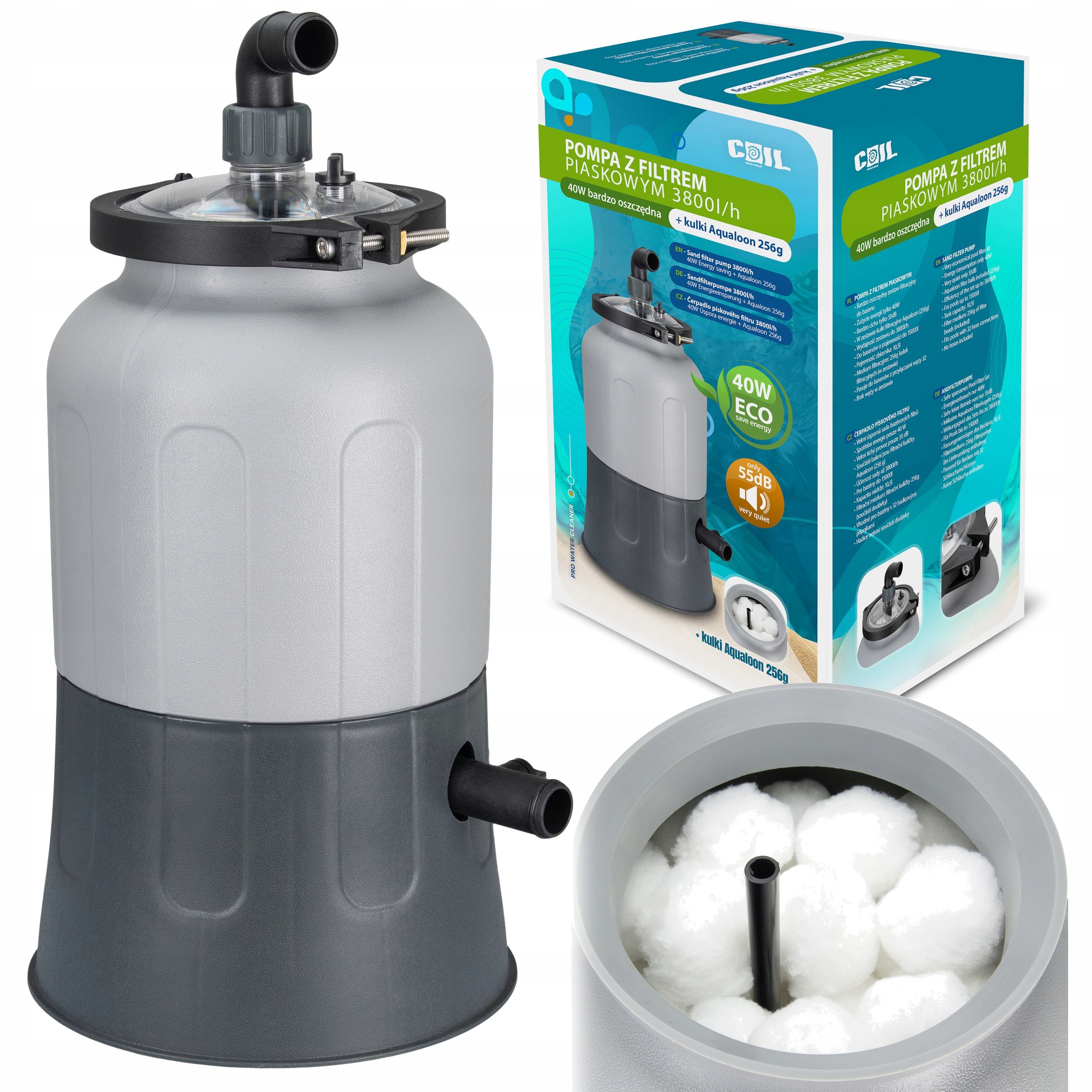POMPA PIASKOWA FILTR DO BASENU 3800l/h EZ CLEAN SMART OSZCZĘDNA tylko 40W