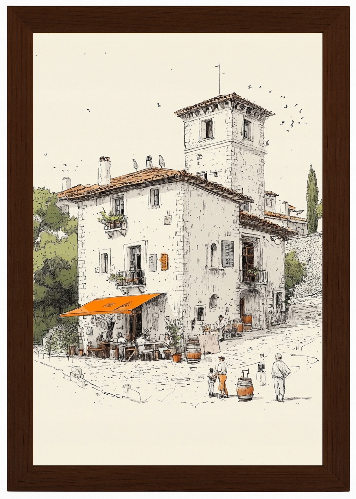 Rám Na Rámeček Dřevěná Plakát Itálie Toskánsko Dům Villa Vinařství 40x60