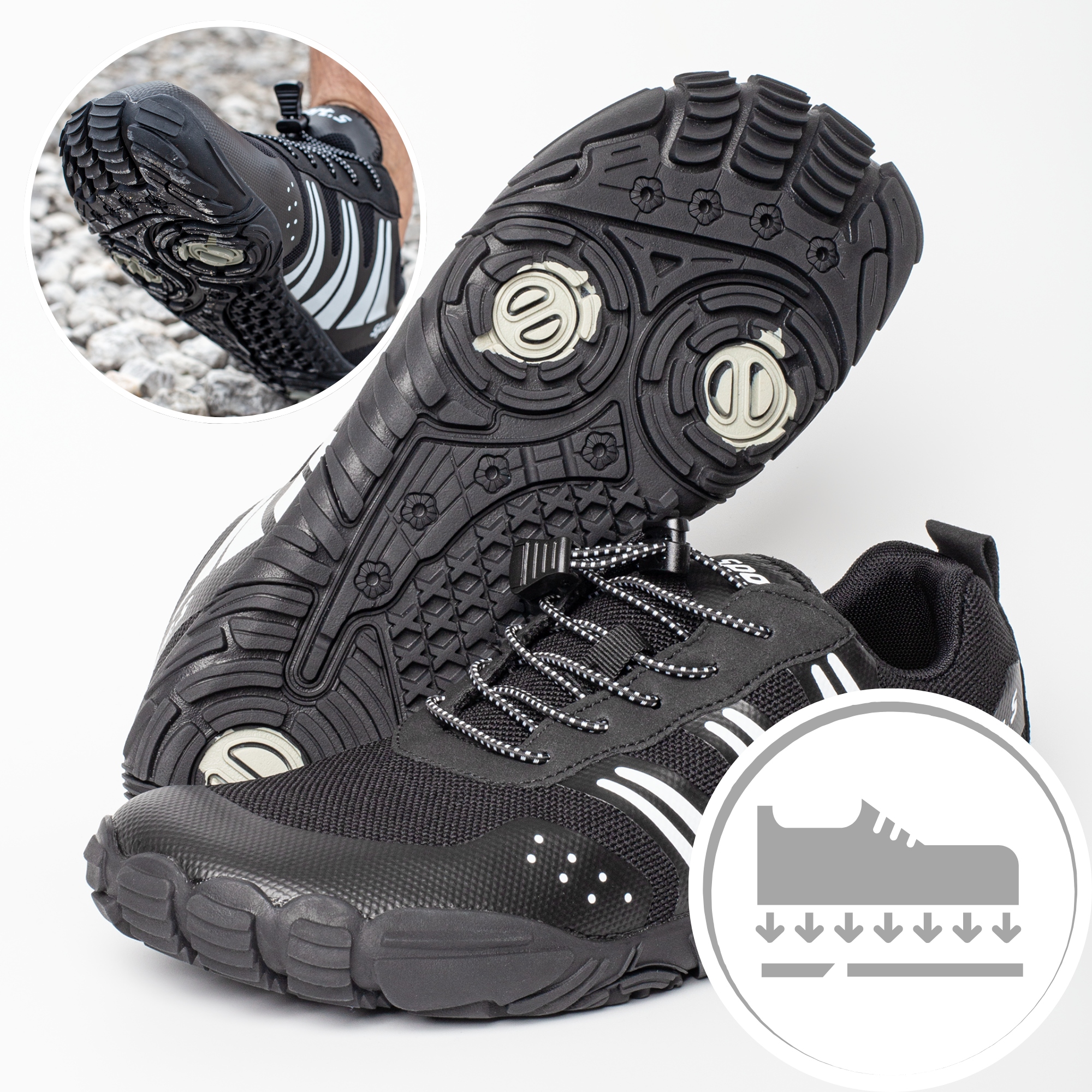 Buty do wody wodoodporne antypoślizgowe lekkie oddychające obuwie sportowe 39 czarne — 18