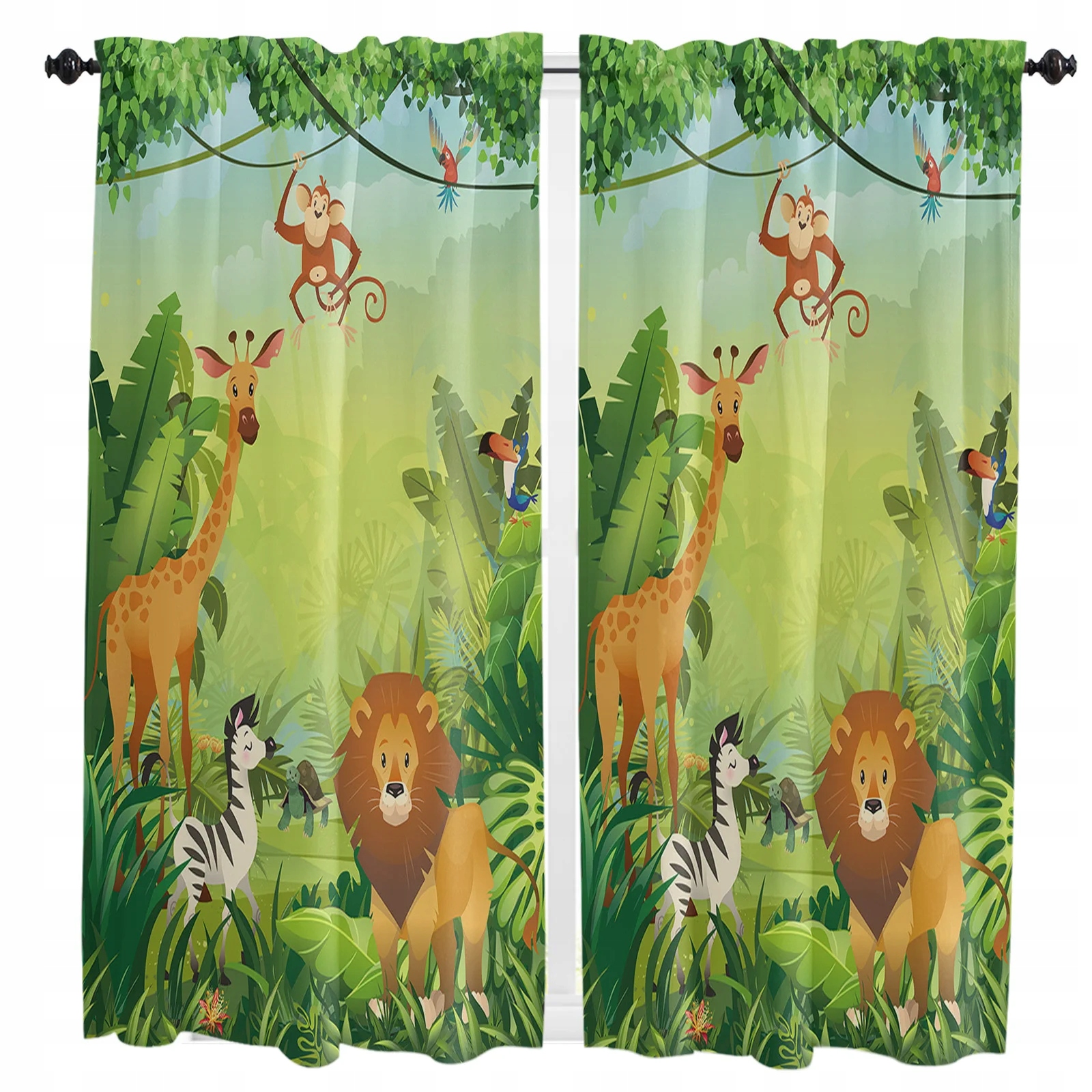 Zasłony Okienne Animal Monkey Tree Jungle zasłony do salonu zasłony do sypi (xxchuanglian123
