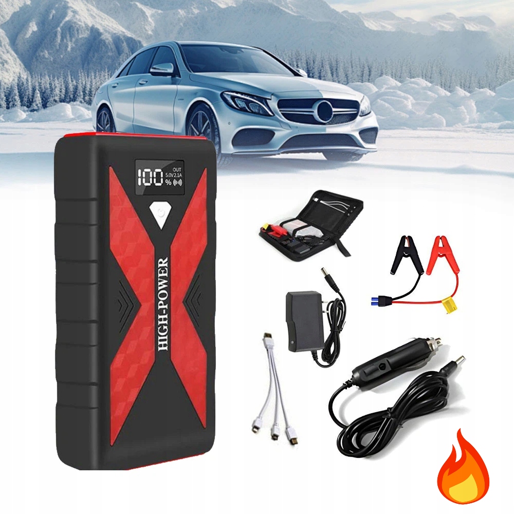 Startovací Zařízení 12V Jump Starter Sada Kabelů Nabíječka Pouzdro