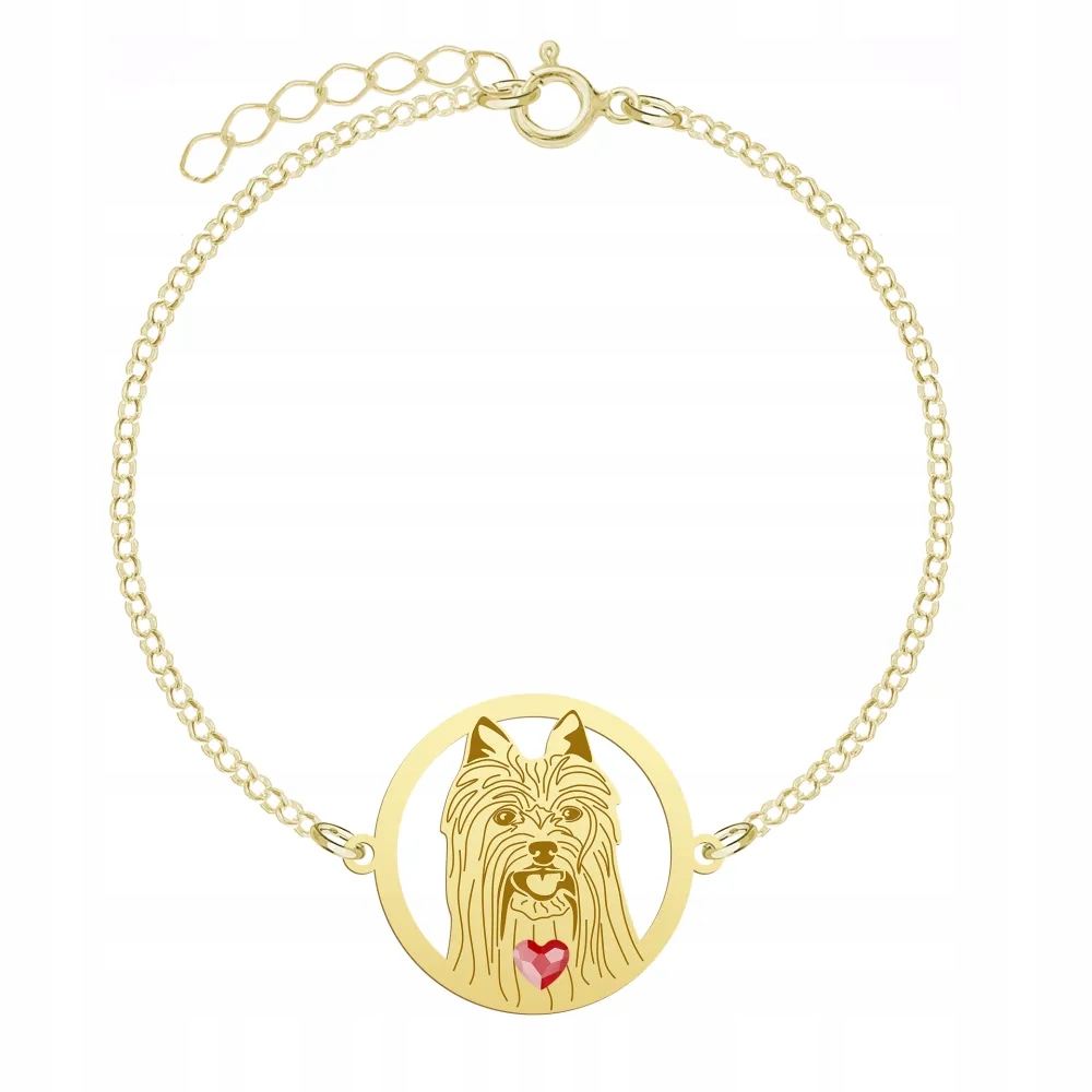 Zlatý náramek s australským psem Silky Terier 925 Šperky Gravírování