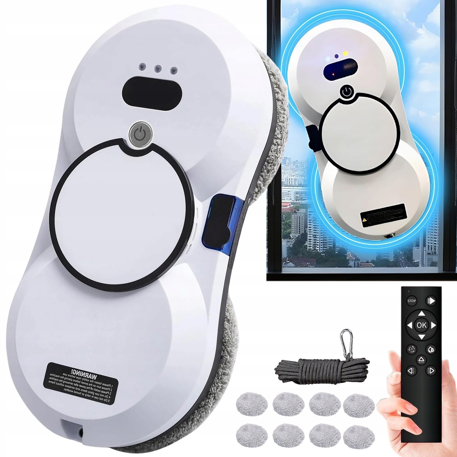 Robotický Vysávač Na Umývanie Okien Biely S Automatickým Rozprašovačom Vody