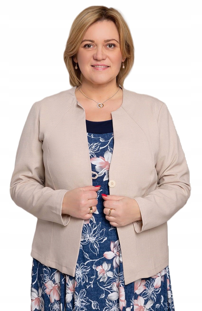 Lněná béžová sako s kapsami 58