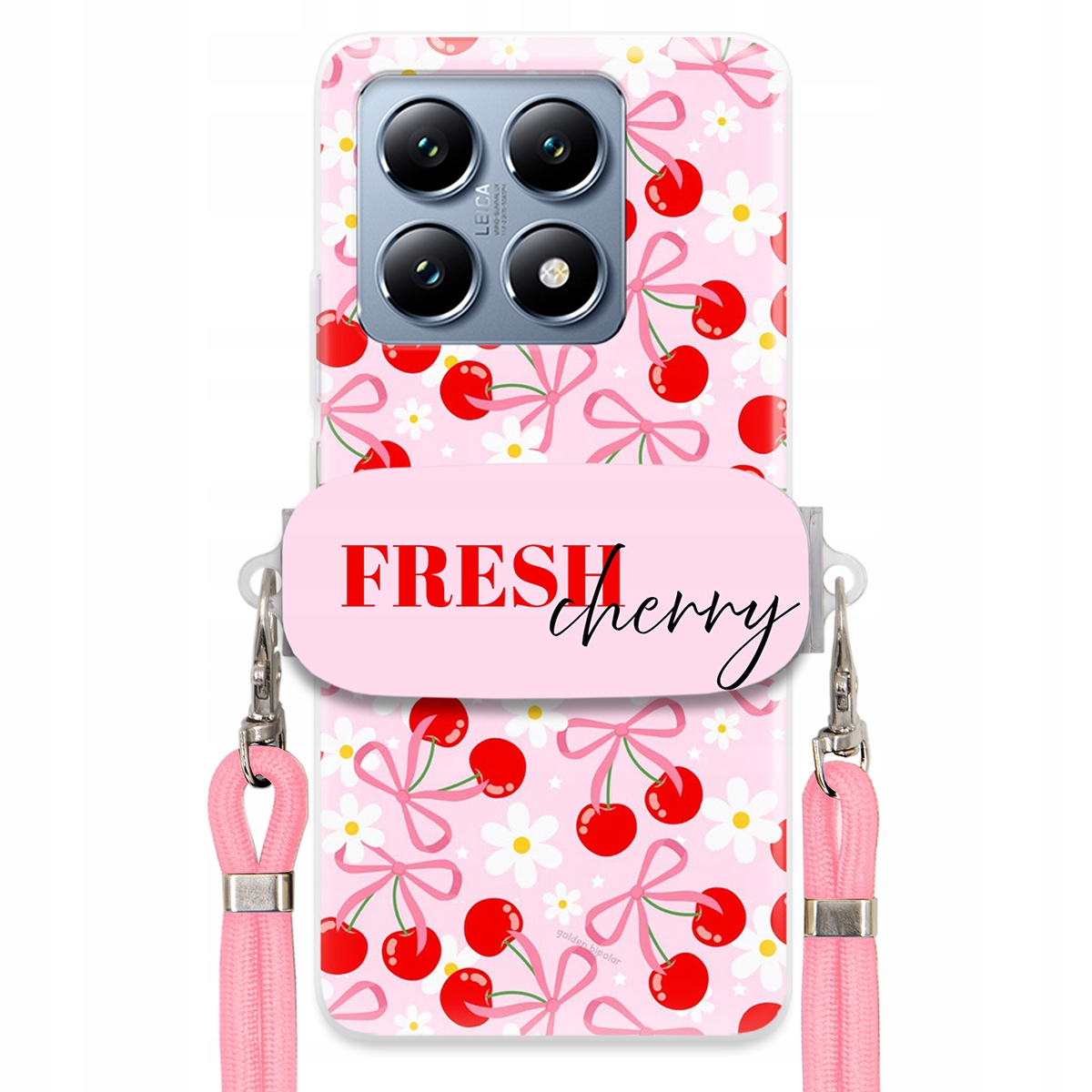 Pouzdro pro Xiaomi 14T Case Držák Šňůrka Růžová Cherry Třešničky Mašličky