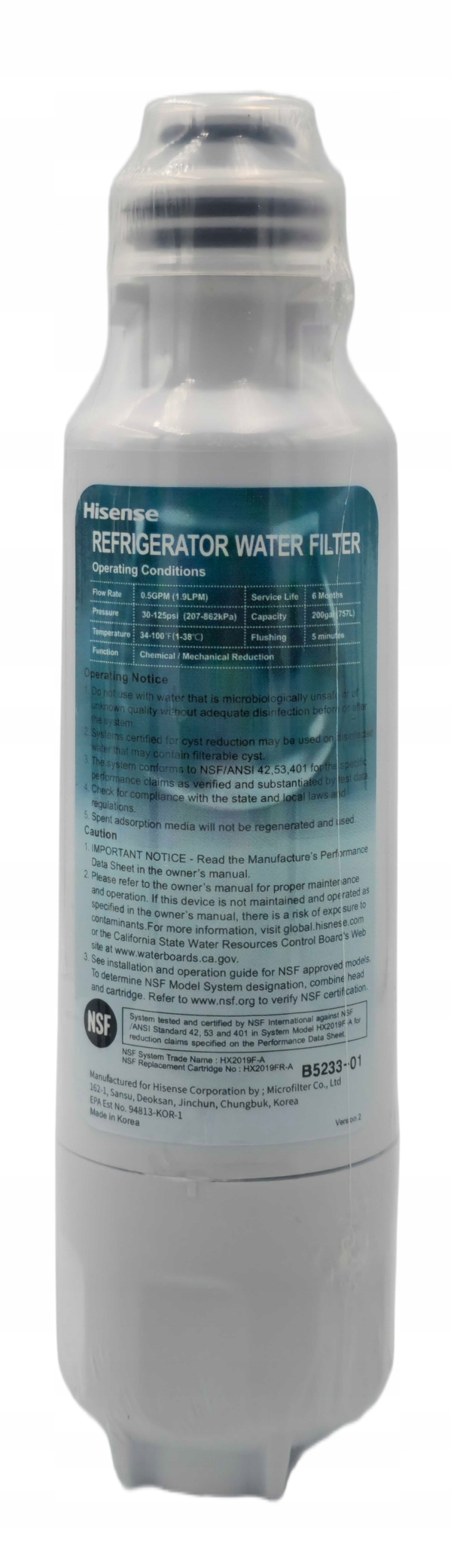 Filtr wody do lodówki Hisense HX2019F-A HK2100988,