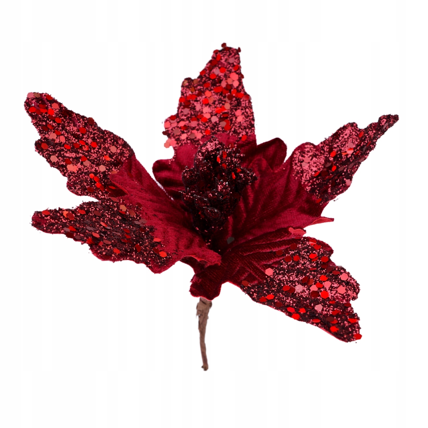 

Czerwona Gwiazda Betlejemska Brokat Stroik Choinkę