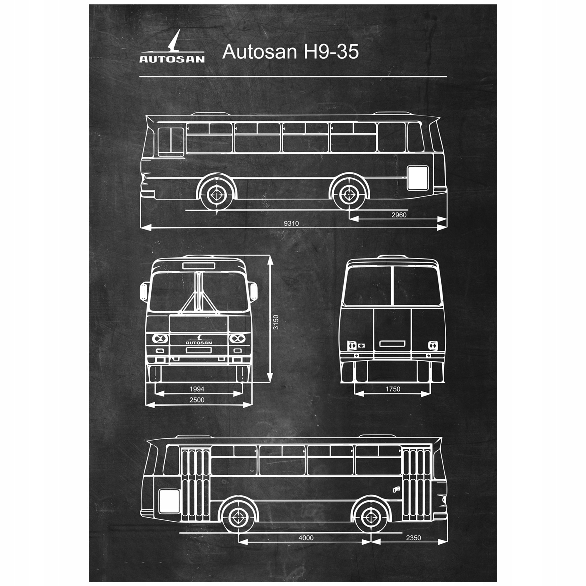 

Plakat Autobus Autosan H9-35 Retro Patent Schemat