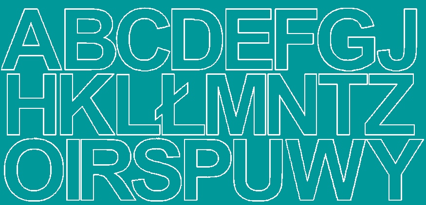 NAKLEJKA LITERY SAMOPRZYLEPNE 7 cm NAKLEJKI Z FOLII TURKUSOWY MATOWY