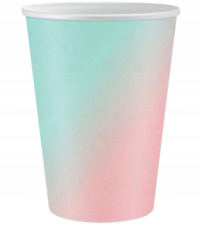 Kubeczki papierowe KOLOROWE PASTELOWE ombre TĘCZOWE urodziny party 6szt