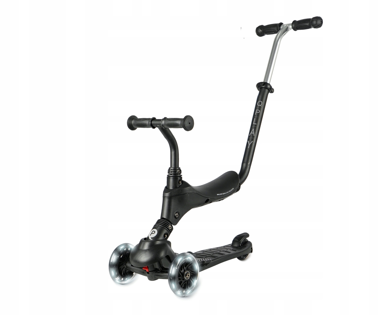 HULAJNOGA dla dzieci 3-kołowa LED QPLAY SEMA Pro 3w1 Black 3+ CZARNA