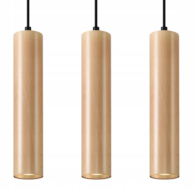 Sollux Lighting Luster Lino 3 čierny/drevo GU10, moderný dizajn