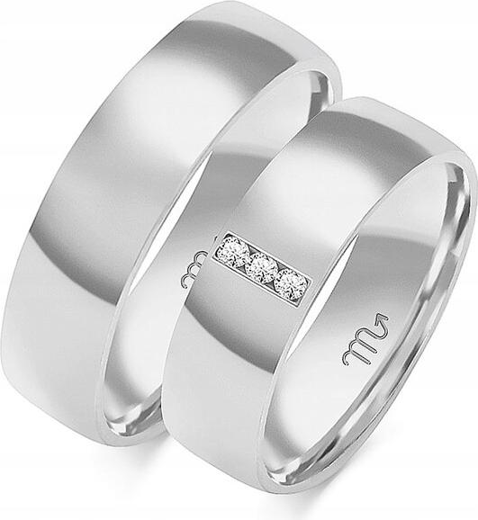 Zlatý bílý snubní prsten pro muže 585, 29 30 31, elegantní model gravírování
