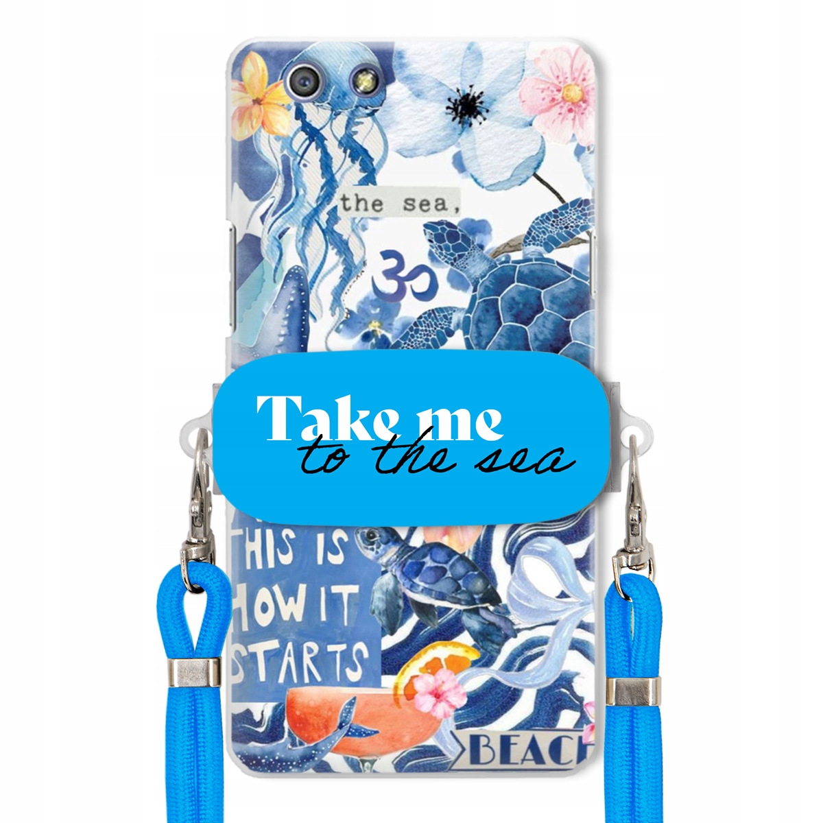 Puzdro pre Oppo A51 Modré Crossbody vodítko držiak Take Me To The Sea Top