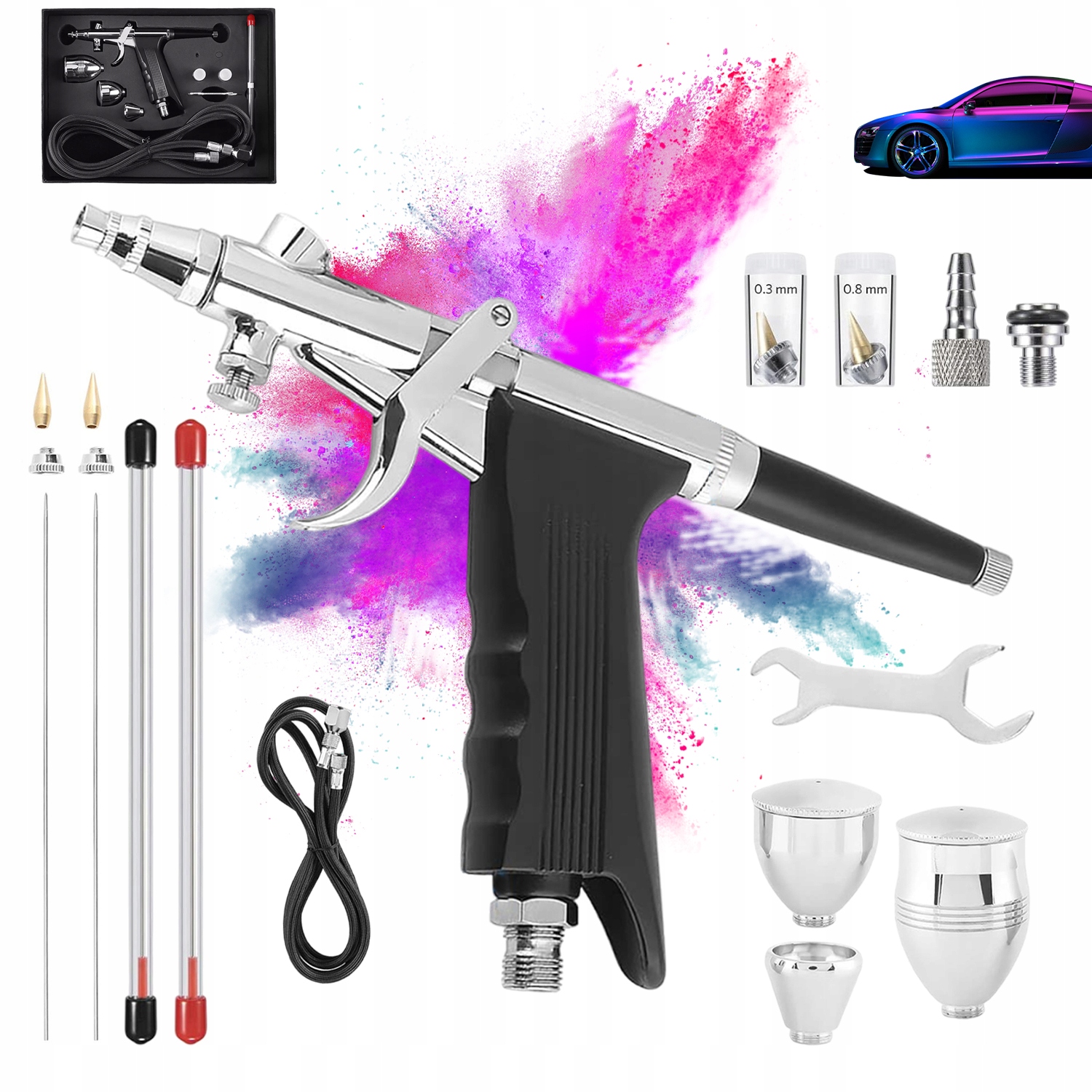 Profesionální Bezdrátový Airbrush S 3 Tryskami Pro Líčení A Zdobení Dortů