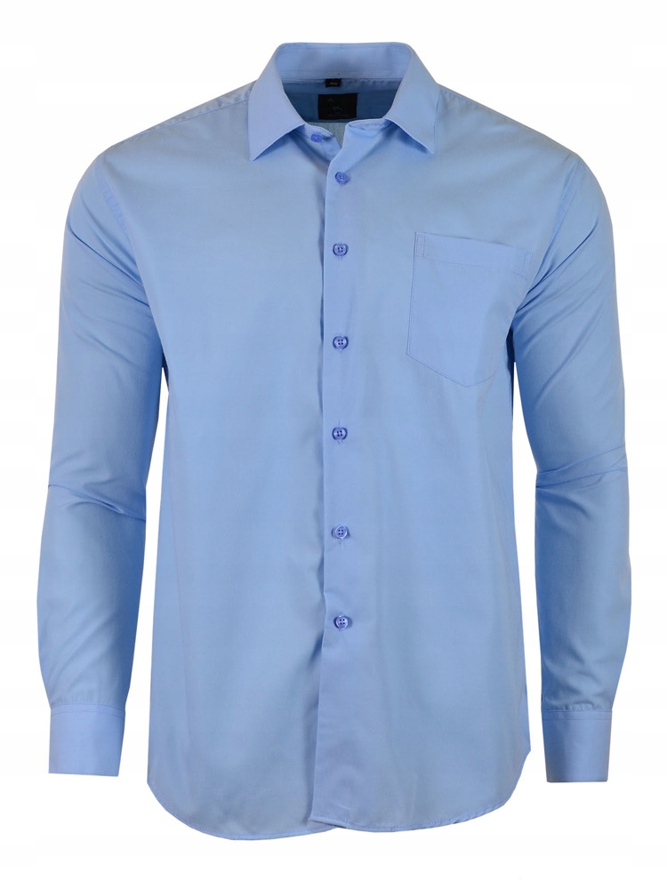 

51/52 Koszula Gładka Błekitna Długi Rękaw Duża