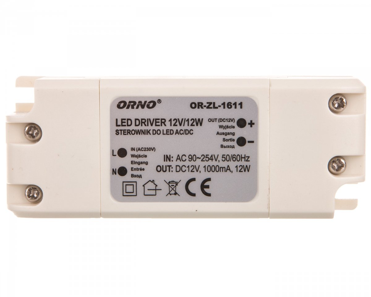

Zasilacz Led 12V DC 12W 1A IP20 OR-ZL-1611