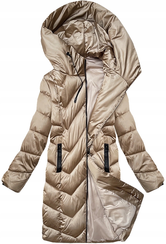 Zimní Bunda Kapuce B8273 Béžová 50