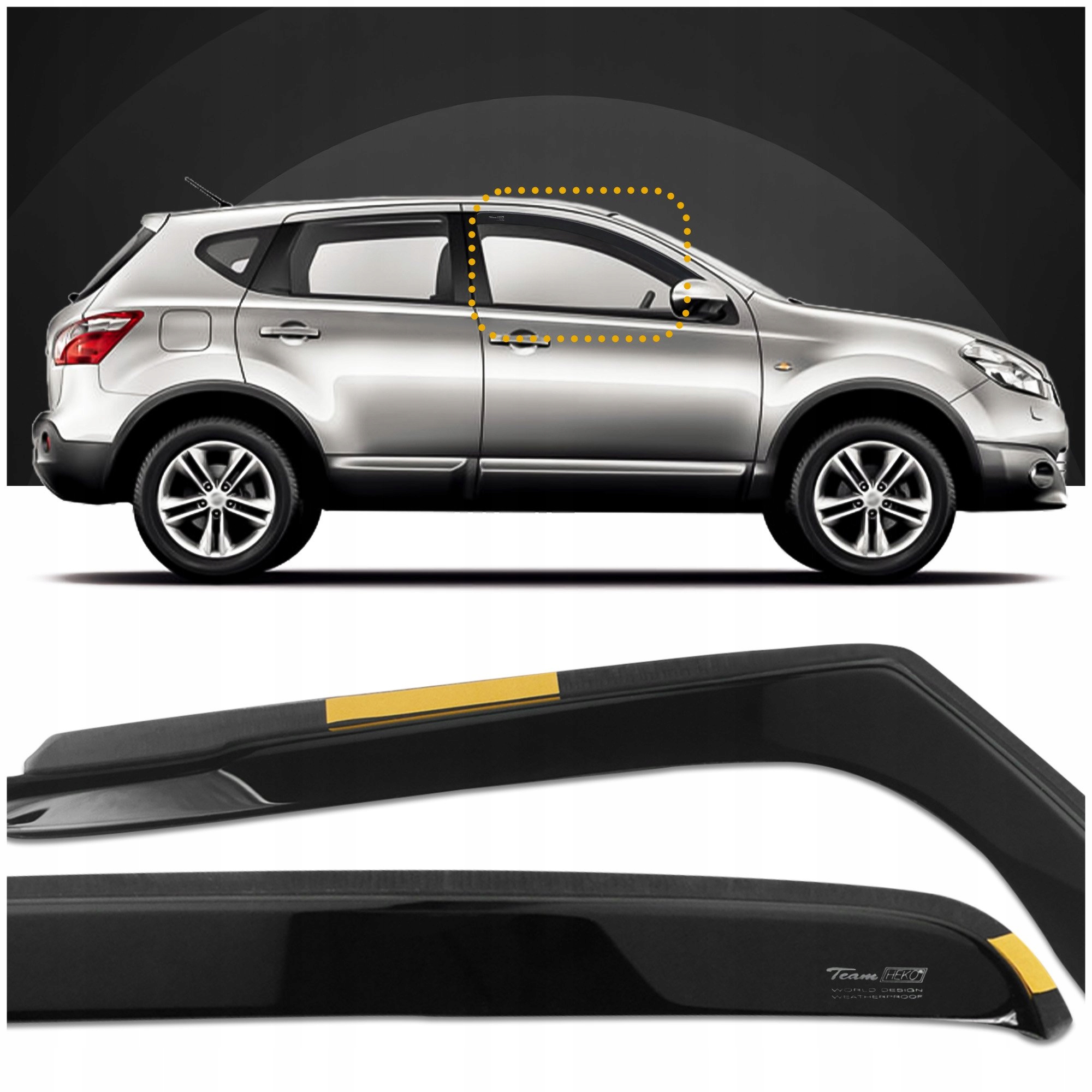 Deflektory krytu bočných skiel Heko pre Nissan Qashqai I J10 2007-2014 4 ks