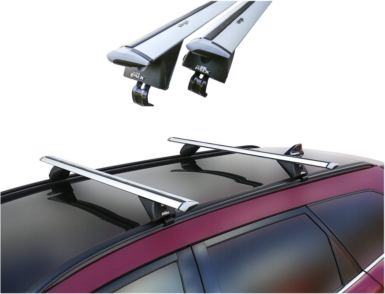 Багажник для Kia Sportage 3 и 4, 10-16, с 16- (на инт. рейлинги) (крыловидная дуга), арт.8811+8824