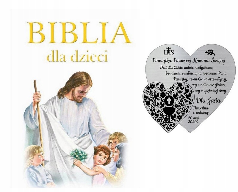 BIBLIA DLA DZIECI +dedykacja KOMUNIA ŚWIĘTA grawer