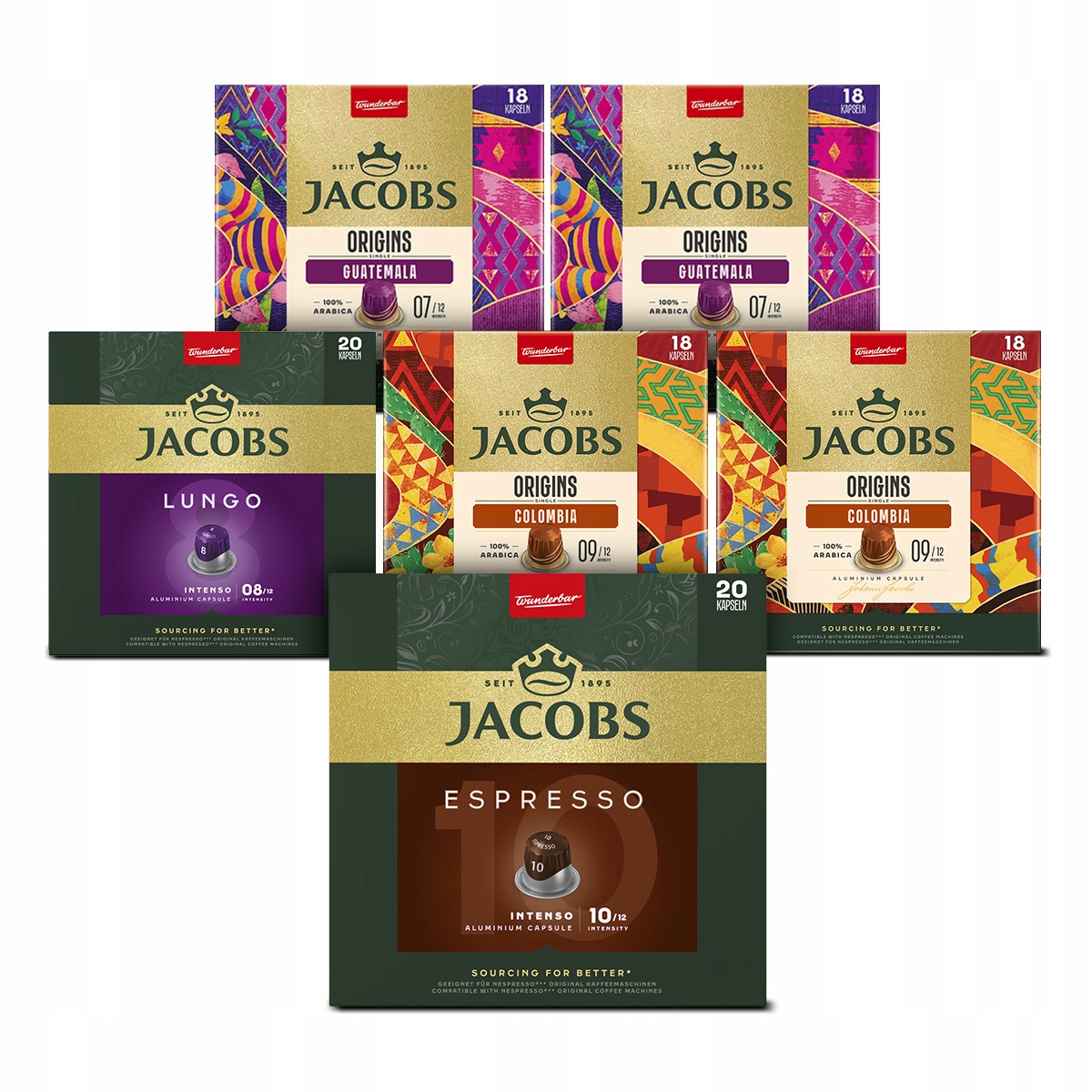 Kapsułki do Nespresso Jacobs Espresso Intenso, Lungo, Origins 112 szt.