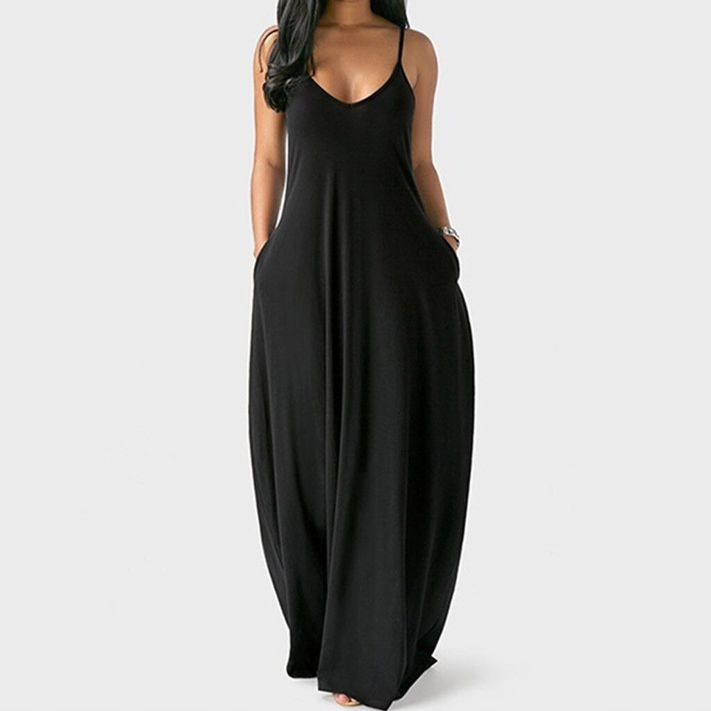 LUŹNA DŁUGA SUKIENKA Z OKRĄGŁYM DEKOLTEM