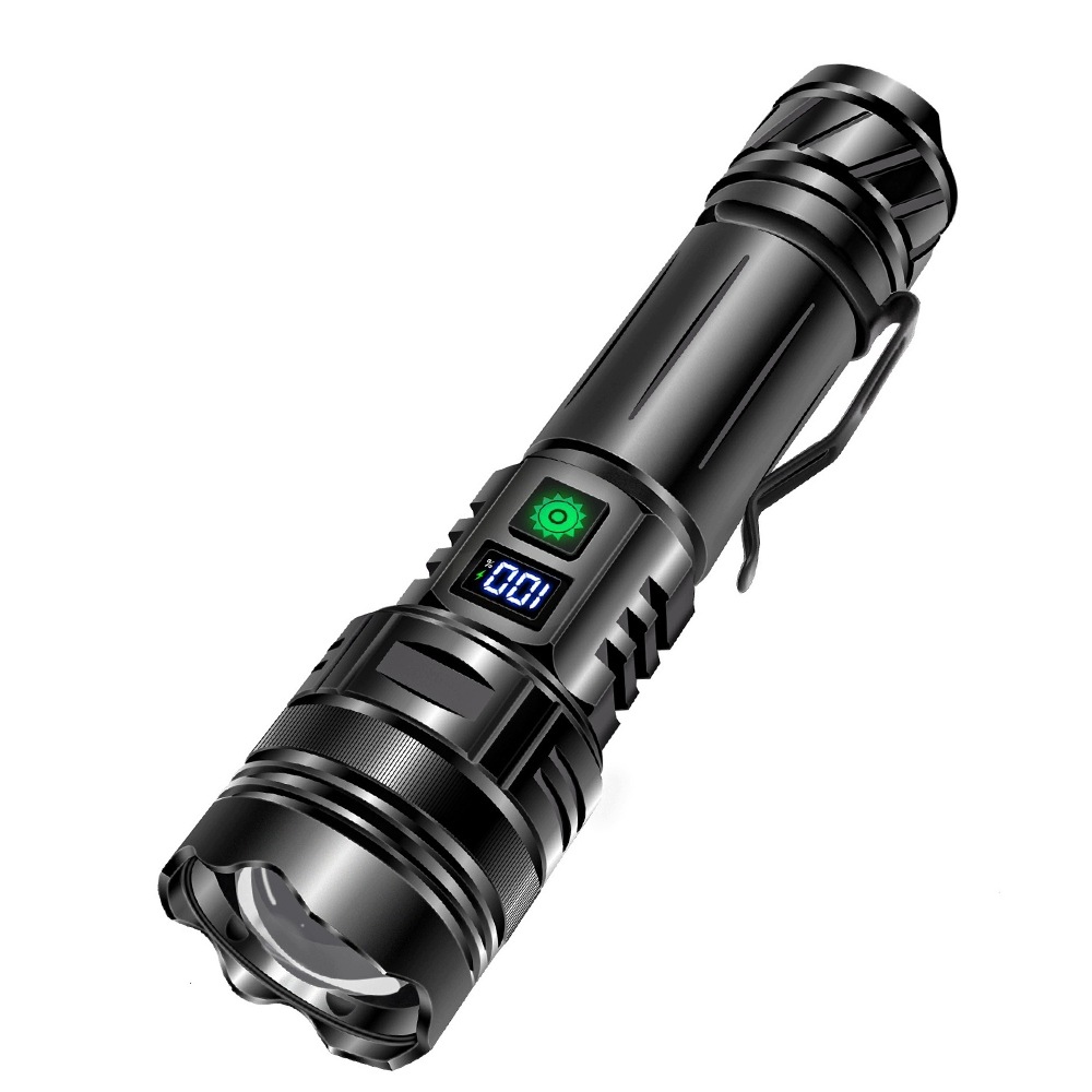 Latarka Led 5000mah Akumulatorowa Mocna Szperacz Zoom Usb Wodoodporna