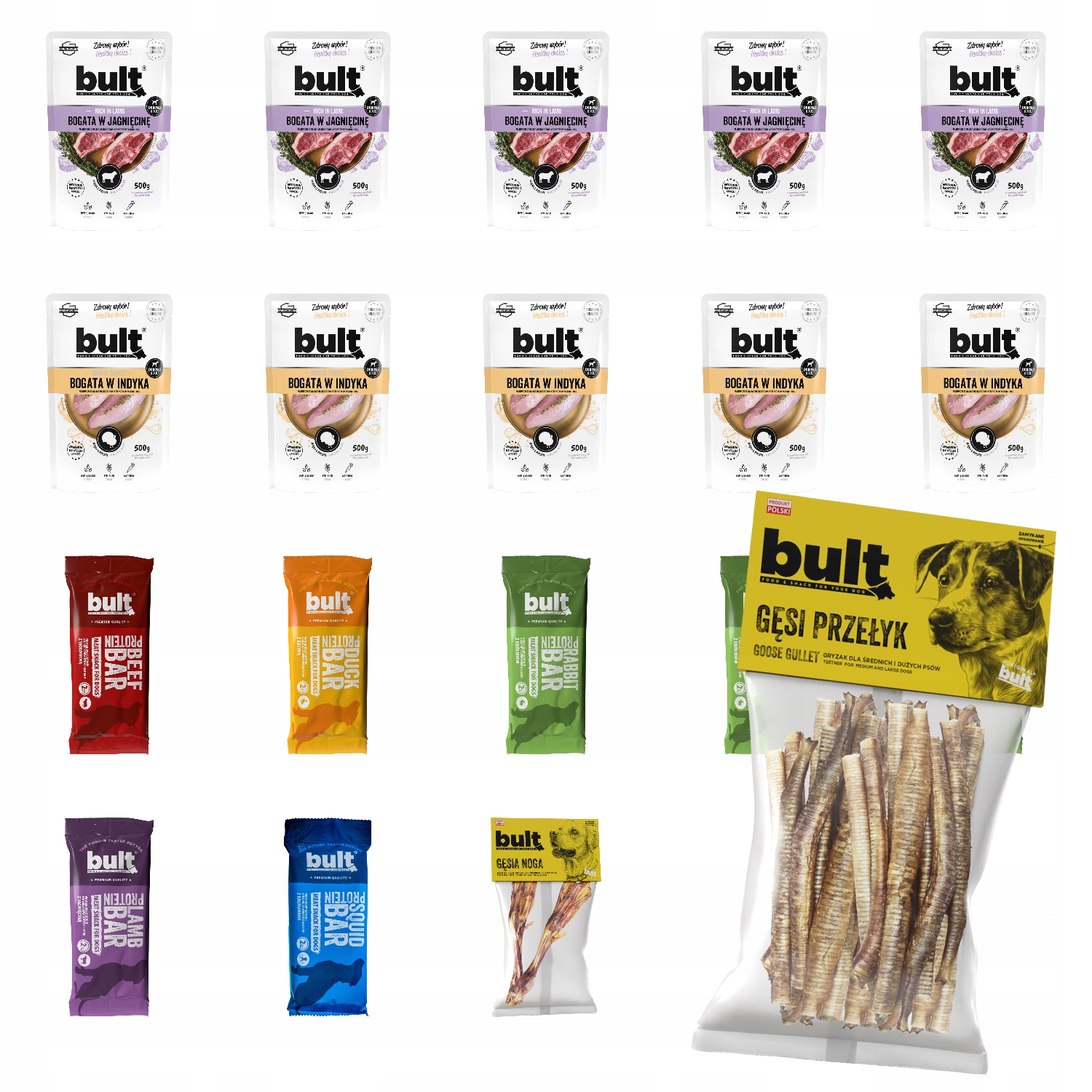 Levně MIX Vlhké Krmivo Bult Sáček 10x500G Jehněčí Krůta Pochoutky