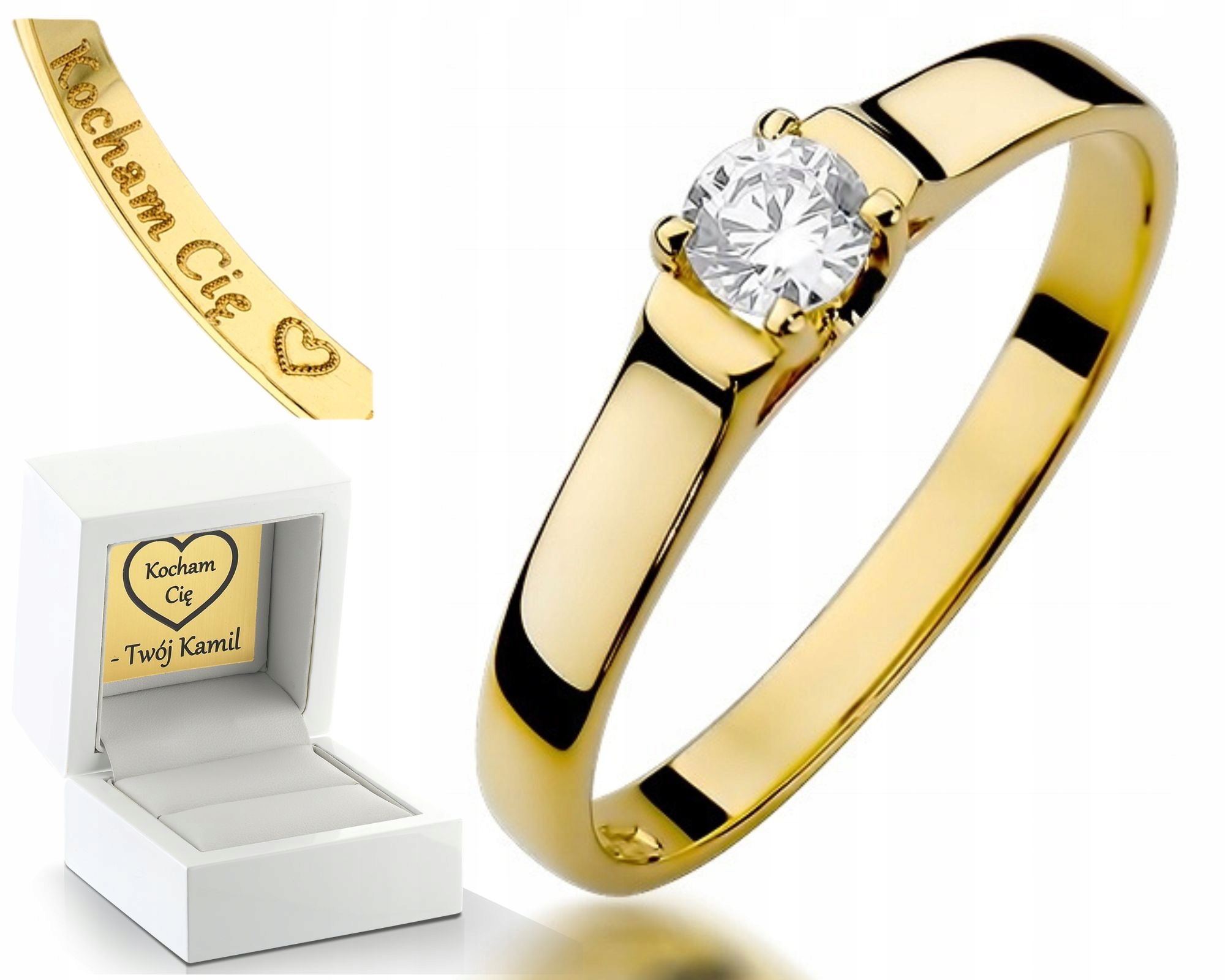 Zlatý Prstýnek S Briliantem, Certifikát Gravírování, Zásnubní Dárek