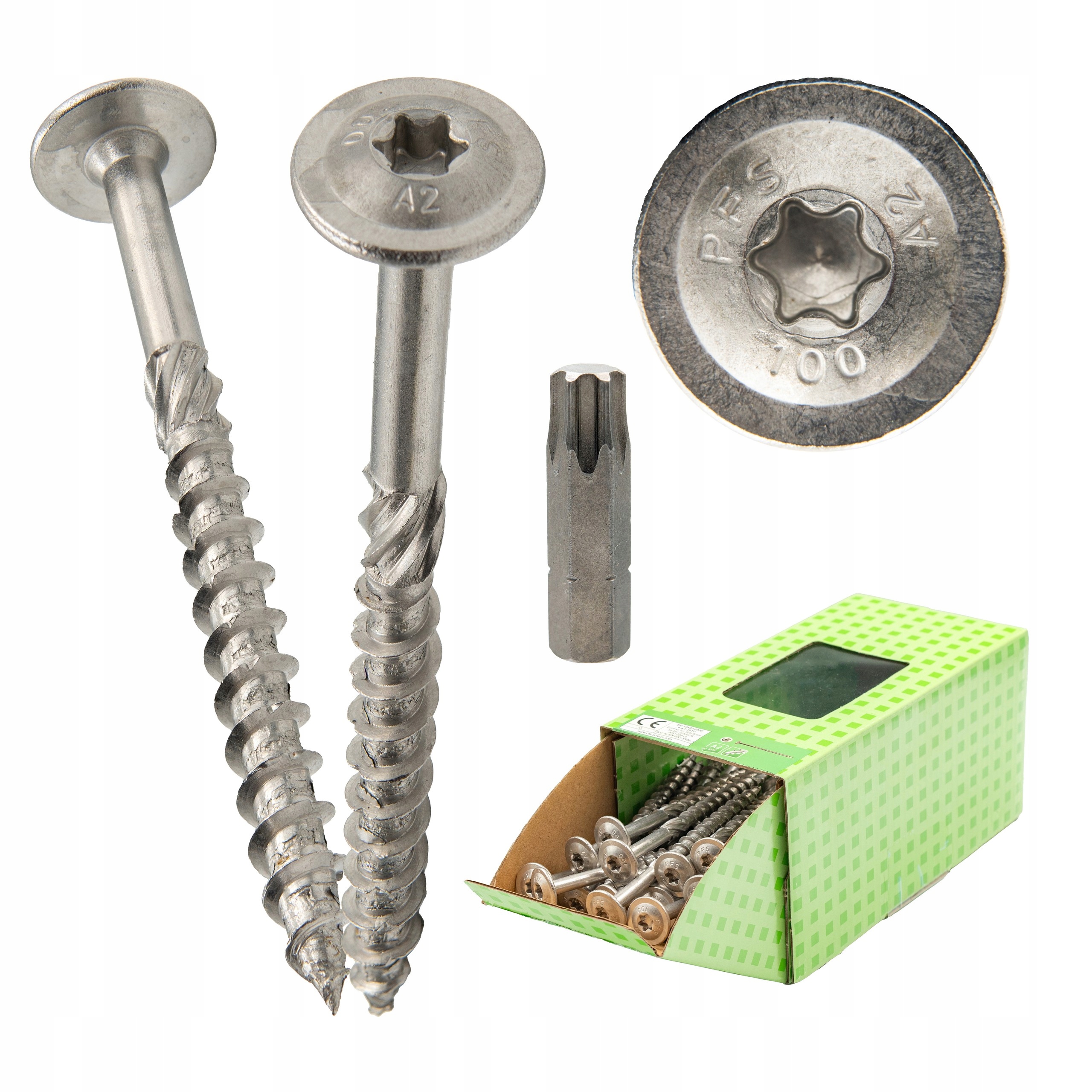 Konštrukčné skrutky, Taniere 8 x 220 mm, Nerezová Oceľ A2 50 ks