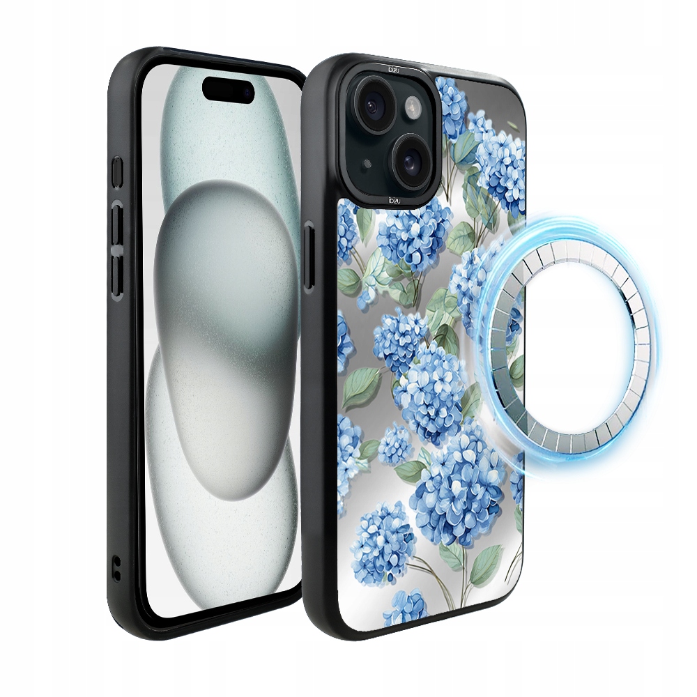 Pouzdro pro iPhone 15 Plus Ibizu DropGuard Matt s MagSafe, safírová hortenzie