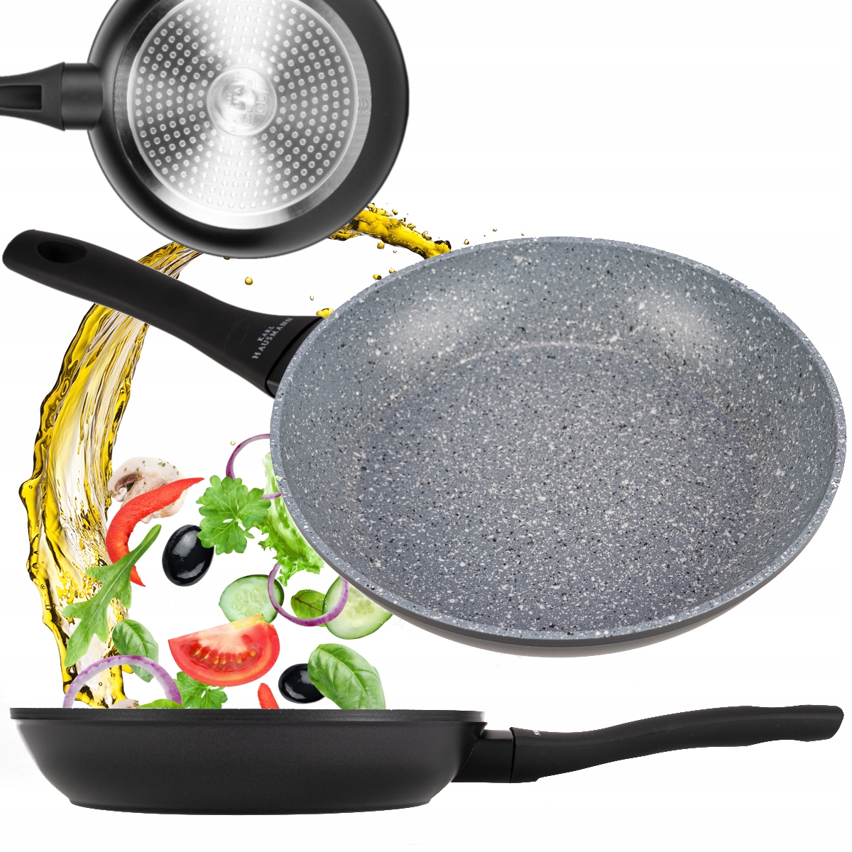 PATELNIA GRANITOWA POWŁOKA GREBLON NON-STICK 24CM