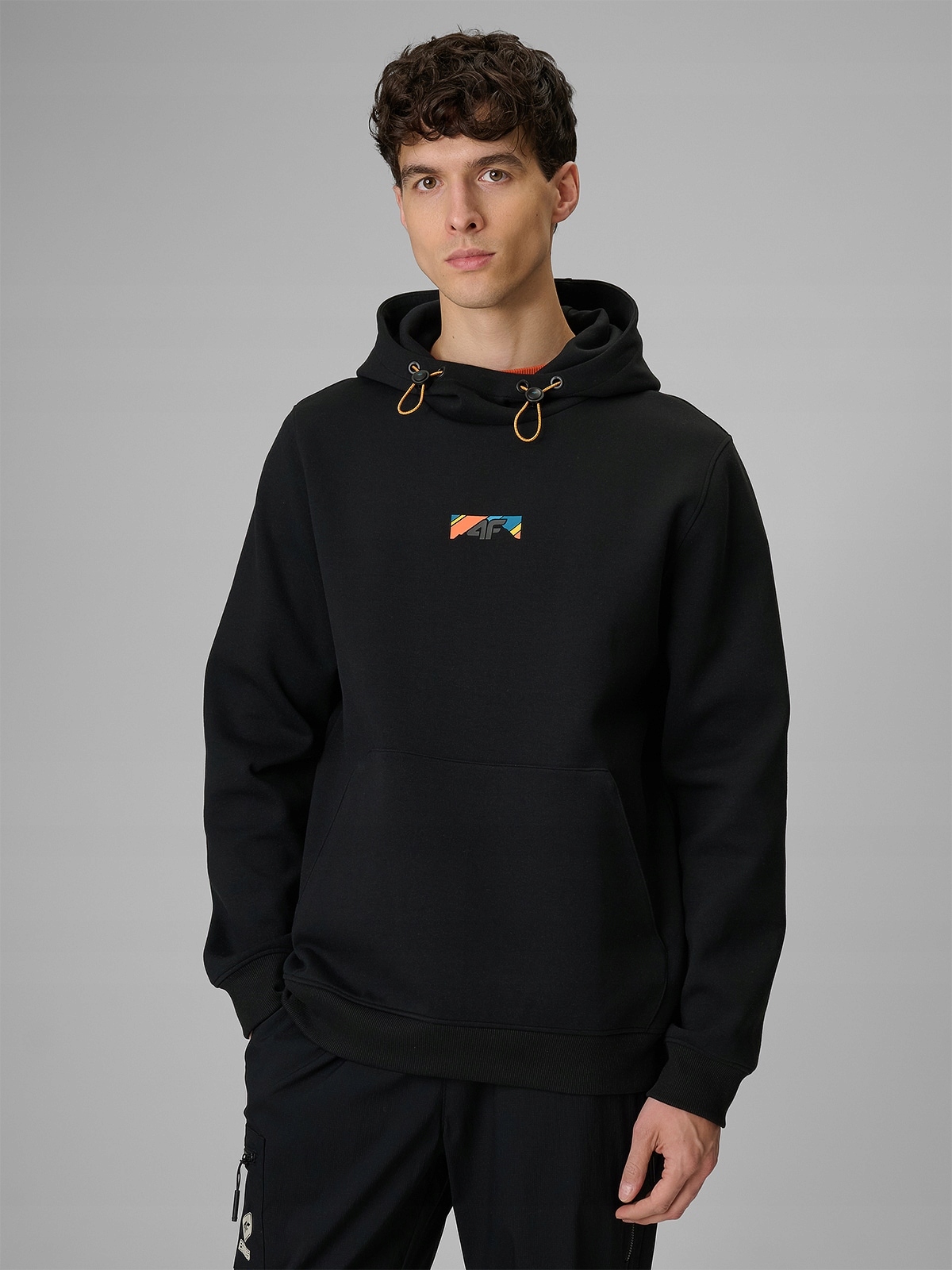 4F Tepláková Mikina Černá Regular S Kapucí XXL