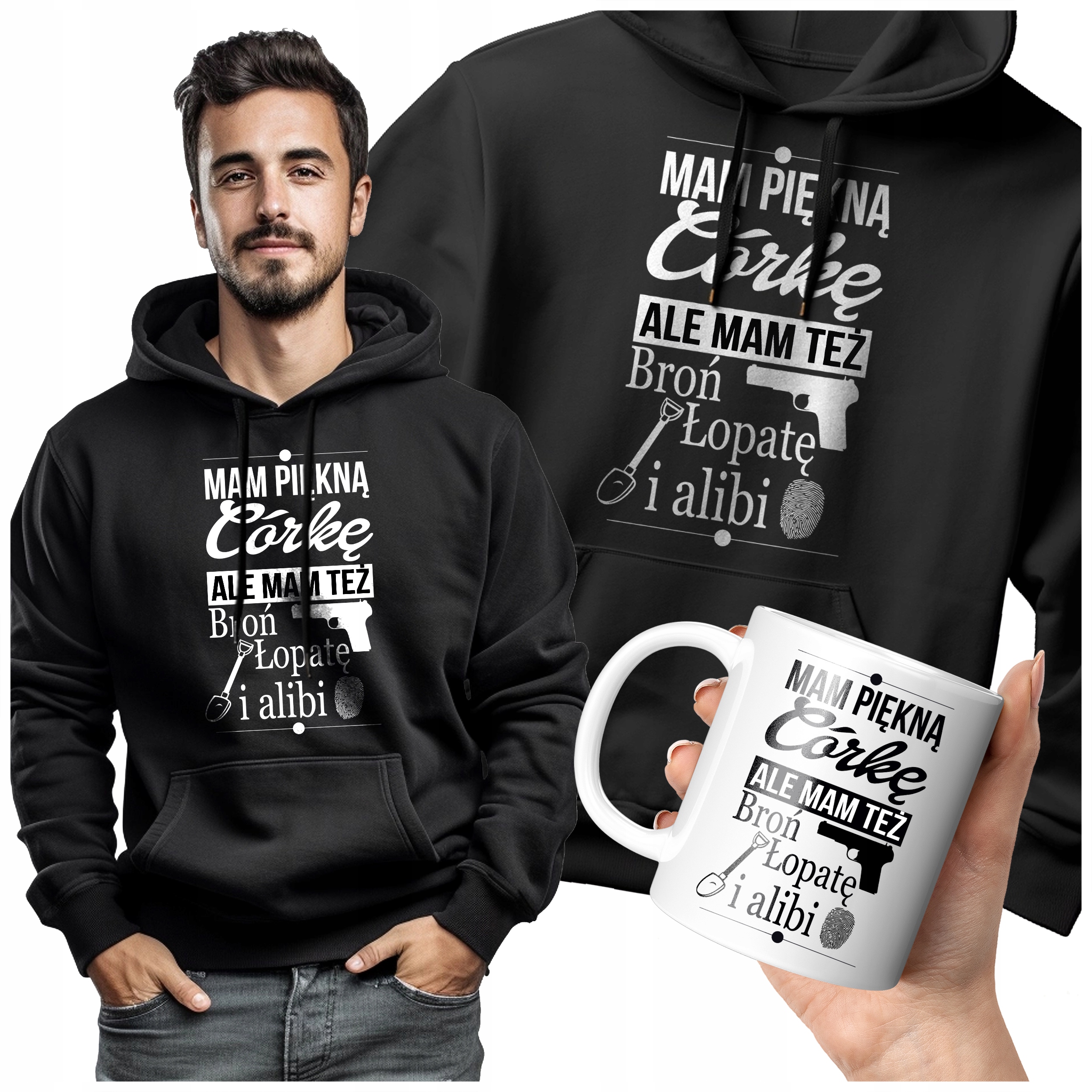 Pánská Mikina Teplá Mám Krásnou Dceru A Lopatu Zbraň A Alibi Dárek Pro Tatínka