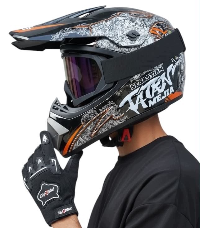 Kask czarny Gogle Rękawice Hulajnoga Elektryczna Rower Bmx Xs 53-54cm