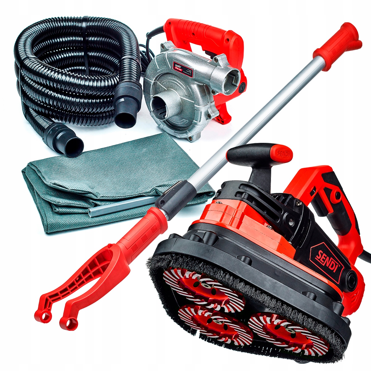 Szlifierka Do Betonu Sendi Zestaw Odkurzacz Uchwyt Teleskop 3 Tarcze 100mm