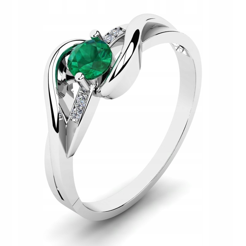 

Pierścionek Z Białego Złota Z Zieloną Cyrkonią 14K