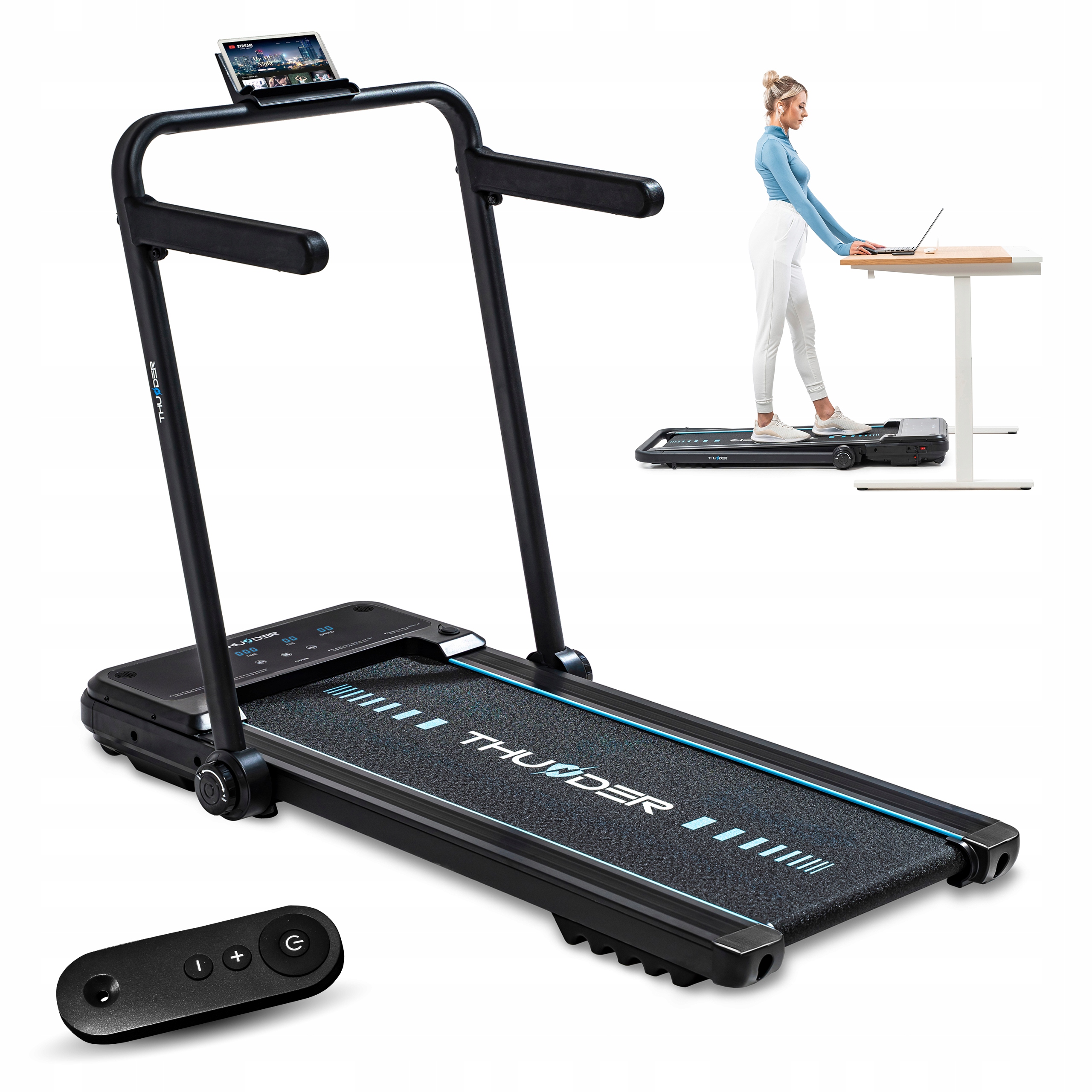 Elektrický Běžecký Pás Domácí 2v1 Skládací Naplocho 12 Km/h S Odpružením