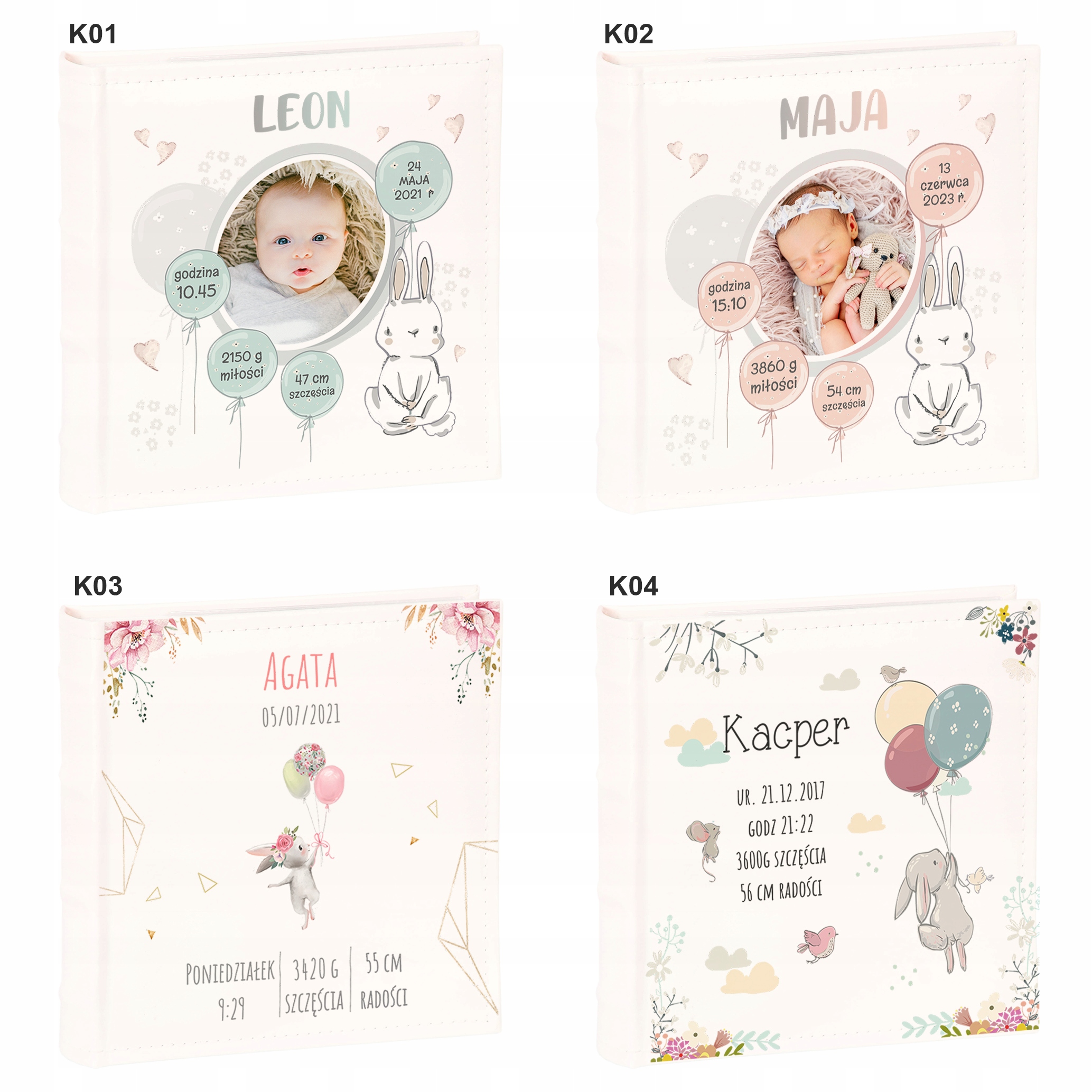 ALBUM NA ZDJĘCIA IMIĘ DZIECKA CHRZEST PREZENT Model White 200 10x15 z nadrukiem wsuwany