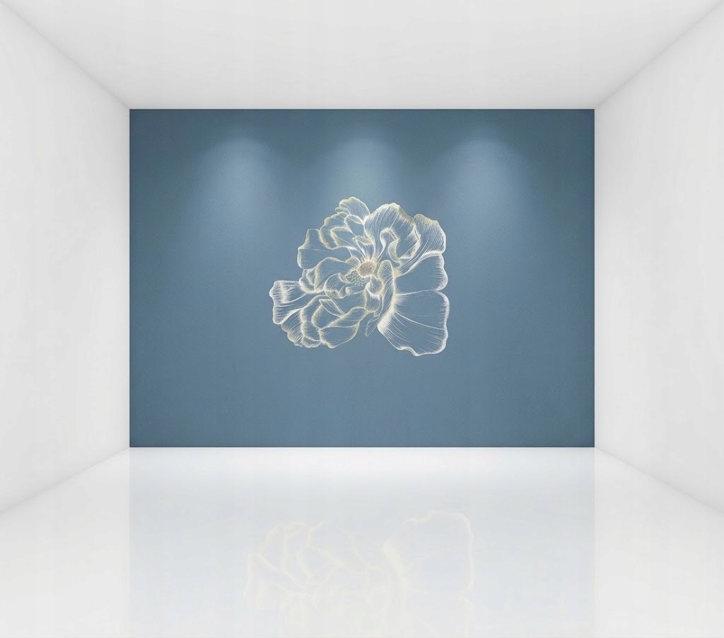 Tapeta mural haft 3D tkanina błękit kwiat salon sypialnia Rtv 330x290cm 3-N