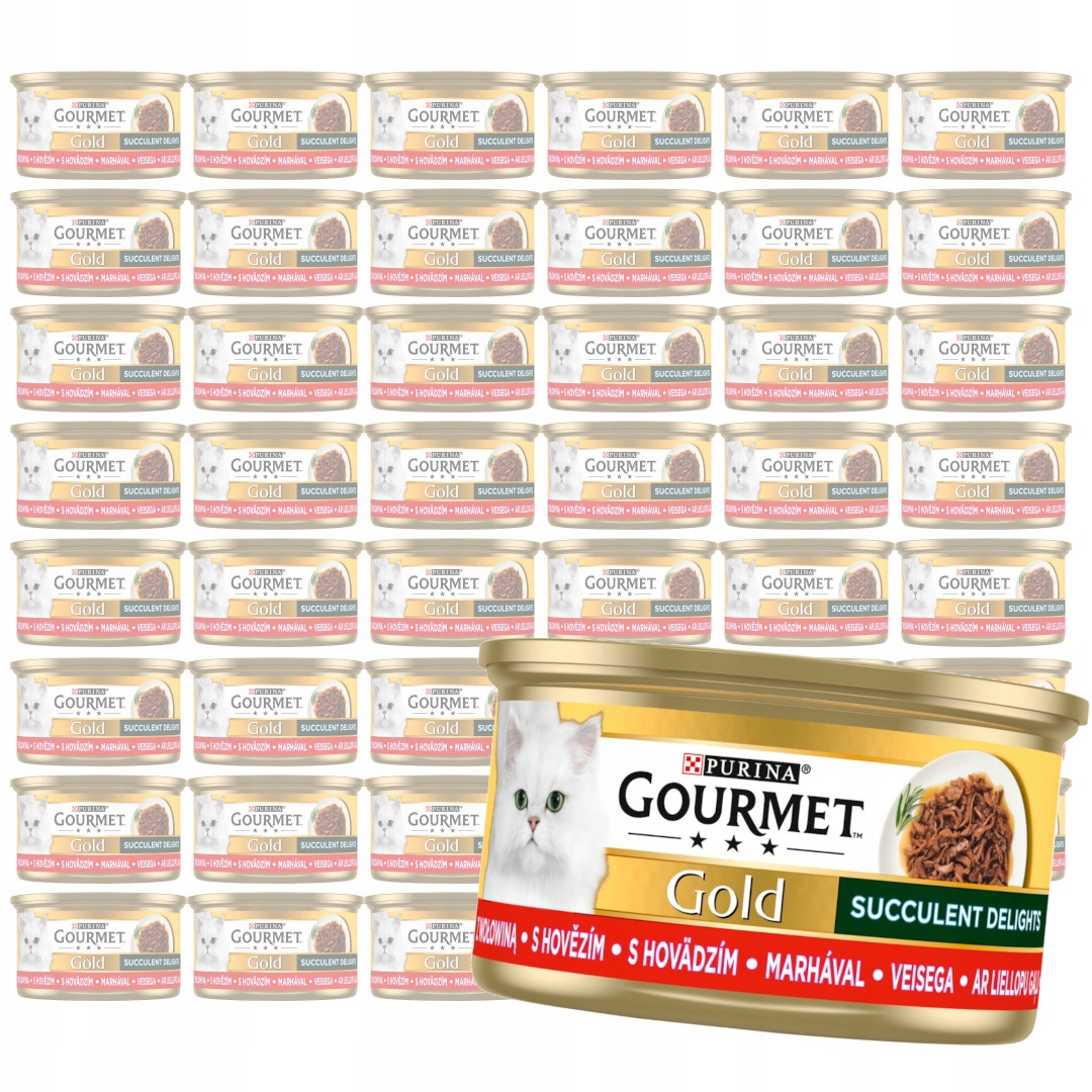 Levně Purina Gourmet Gold Succulent Delights Krmivo Pro Kočky s hovězím masem 48x85g