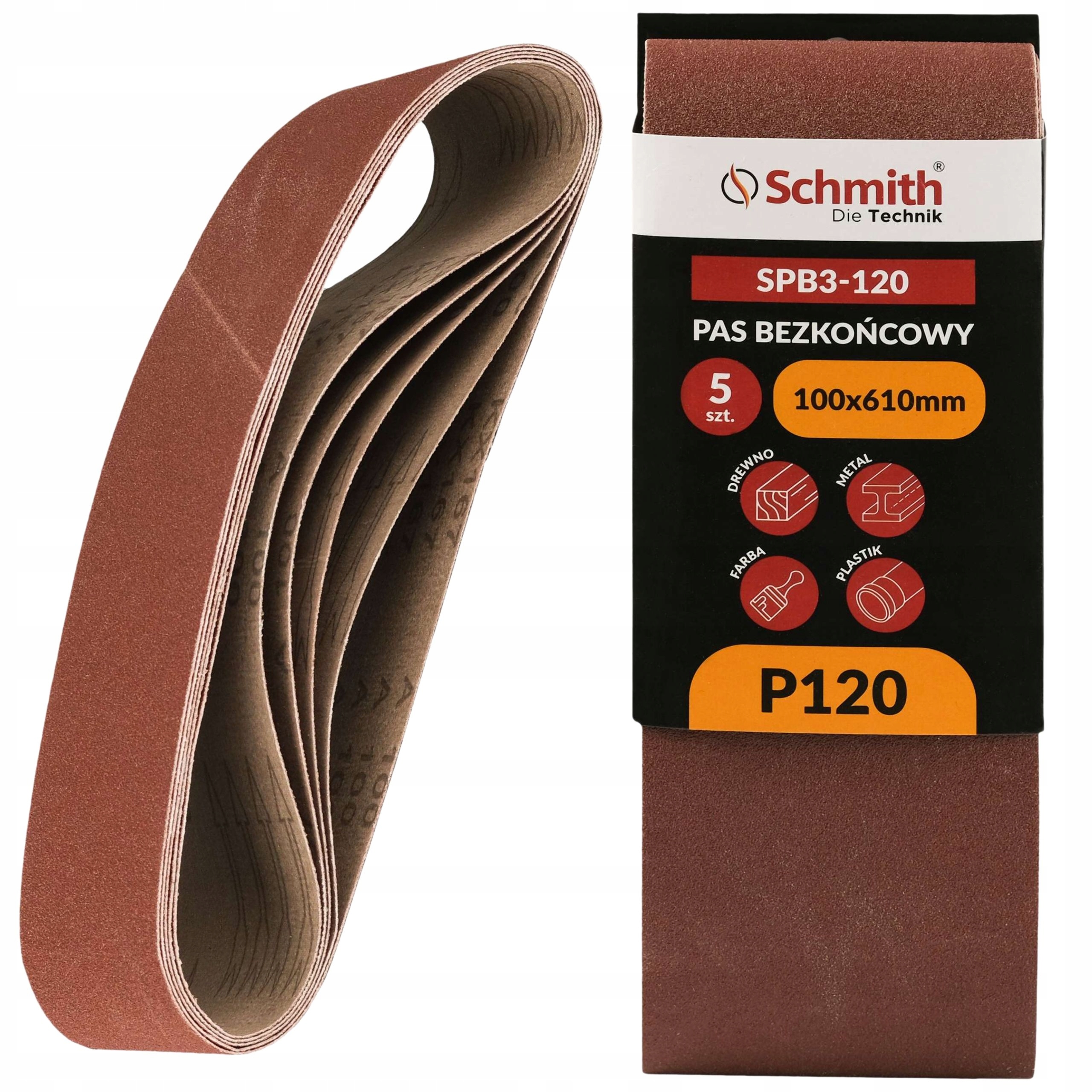 Pas Bezkońcowy Taśma Papier Ścierny P120 100x610mm 5szt. Schmith