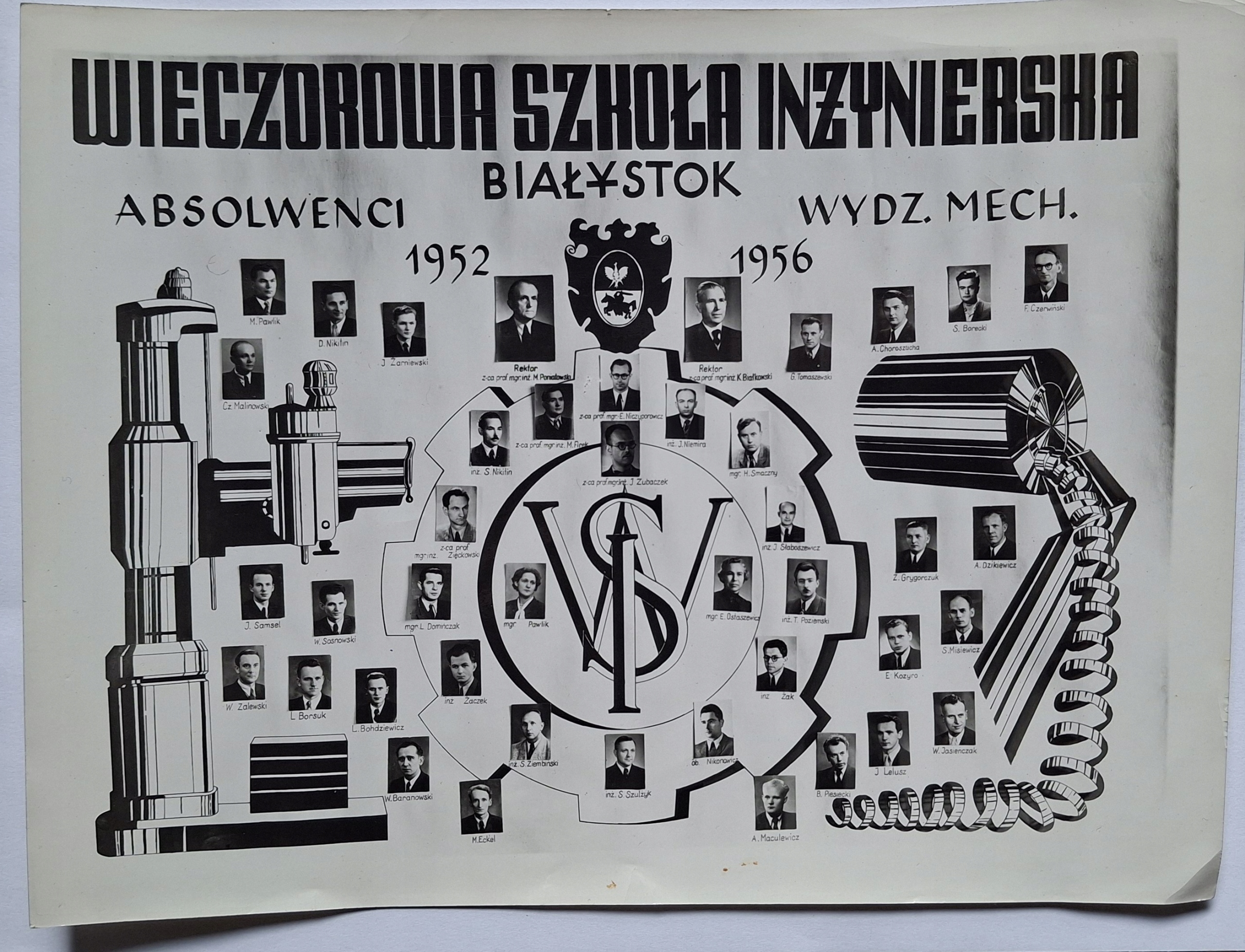 WIECZOROWA SZKOŁA INŻYNIERSKA BIAŁYSTOK ABSOLWENCI WYDZ.MECH.1952-1956