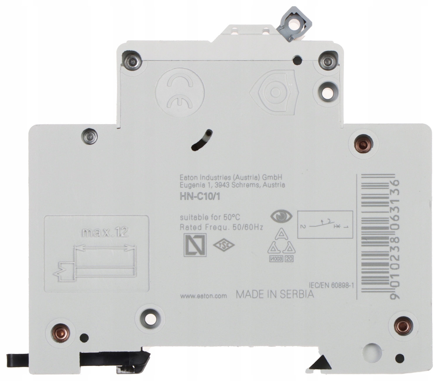 WYŁĄCZNIK NADPRĄDOWY JEDNOFAZOWY BEZPIECZNIK 10A TYP C EATON Kod producenta WYŁĄCZNIK NADPRĄDOWY 10A TYP C EATON HN-C10/1